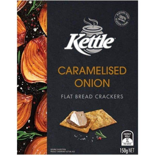 kettle flat bread crackers caramelised onion 150g