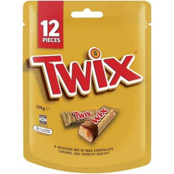 twix chocolate medium party share bag 12 piece 174g