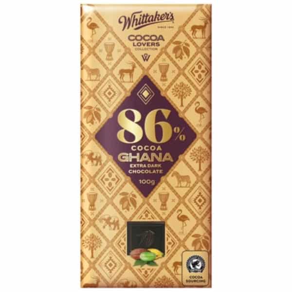 whittakers cocoa lovers 86 cocoa ghana 100g