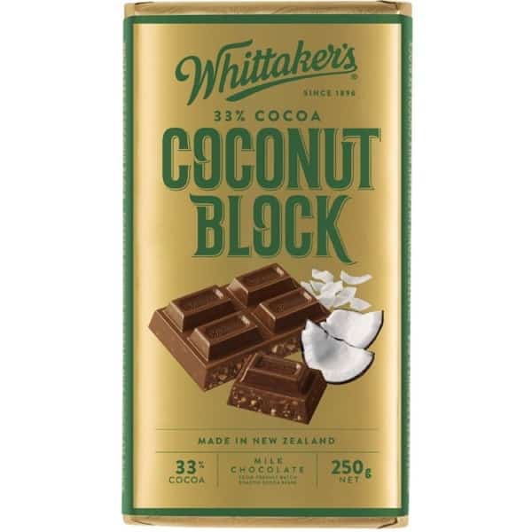 whittakers block coconut 33 cocoa 250g