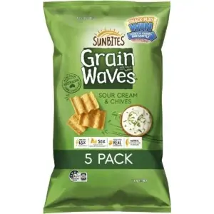sunbites grain waves snacks multipack sour cream chives share pack 5 pack