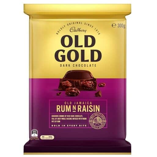 cadbury old gold jamaica rum n raisin large block 300g