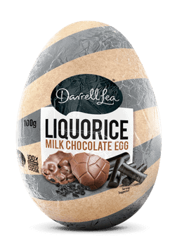 darrell lea liquorice milk chocolate egg 100g