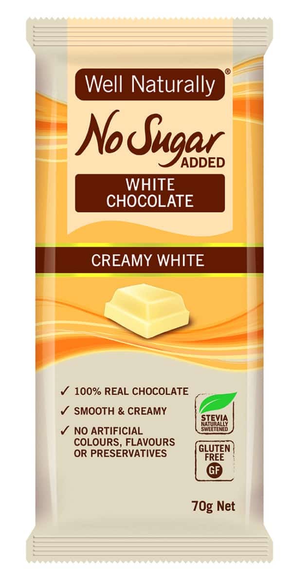 well naturally no sugar added white chocolate 70g