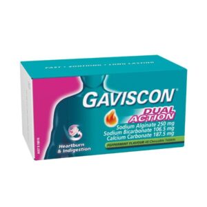 gaviscon dual action heartburn & indigestion peppermint chewable tablets 48 Pack