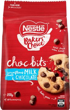 nestle bakers choice milk chocolate bits 200g
