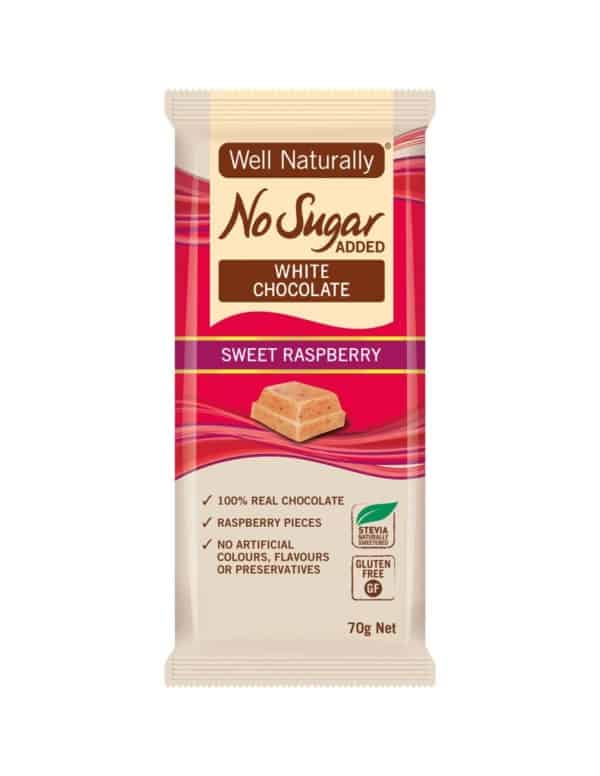 well naturally no sugar added white chocolate sweet raspberry 70g 1