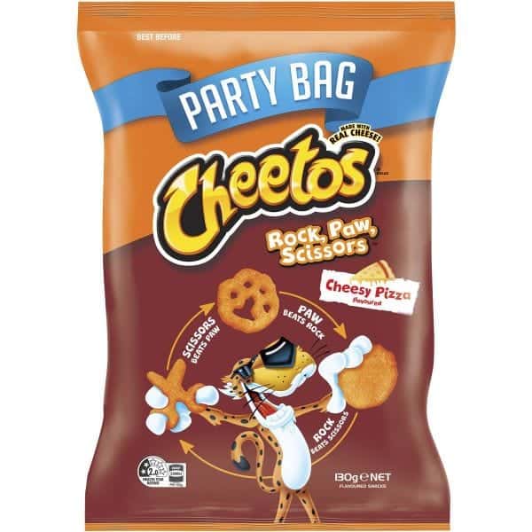 cheetos rock paw scissors party bag 130g