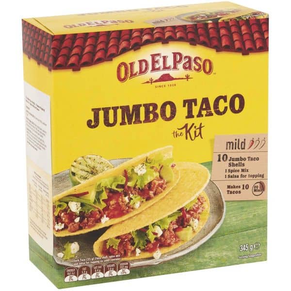 old el paso jumbo taco kit 345g