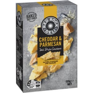 red rock deli cheddar parmesan deli style crackers 135g