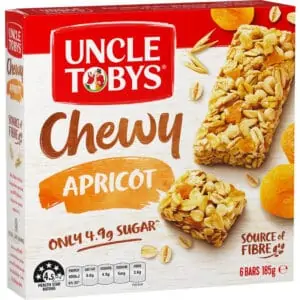 uncle tobys muesli bars chewy apricot 6 pack