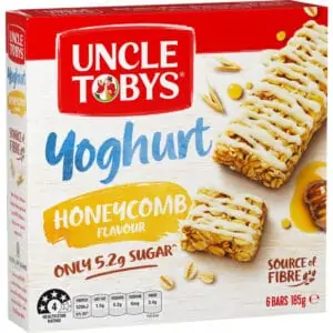 uncle tobys muesli bars yoghurt honeycomb 185g