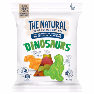 The Natural Confectionery Dinosaurs 220g (Wholesale case $4.75 x 18 units)