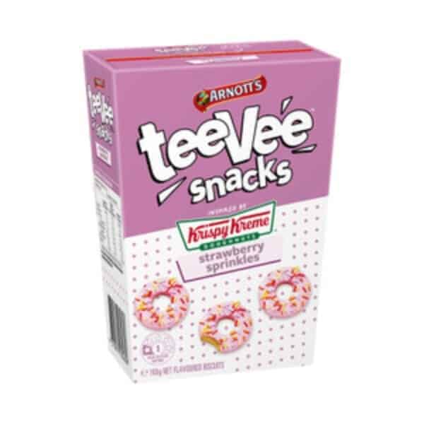 arnott teevee snacks krispy kreme biscuits strawberry sprinkles