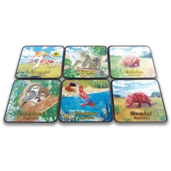 aussie animals square coasters 6 pack