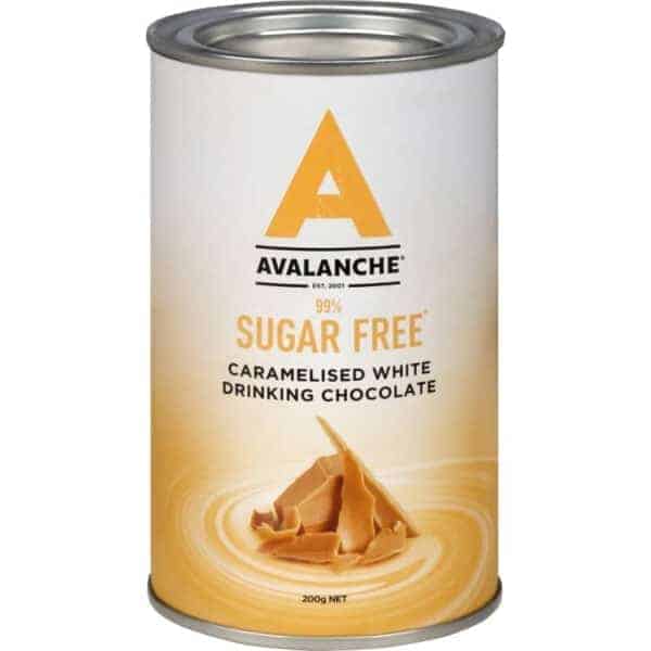 avalanche 99 sugar free caramelised white drinking chocolate 200g