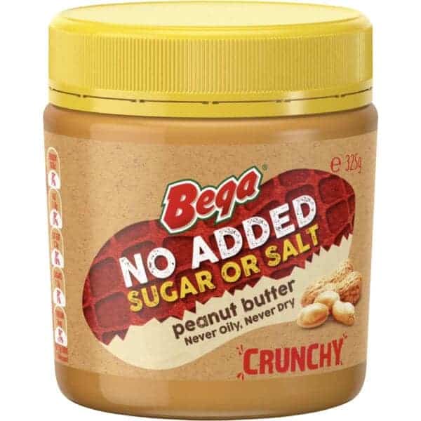 bega peanut butter no added sugar or salt crunchy 325g