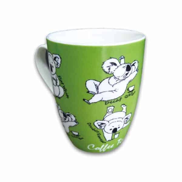 coffee mug caffeinated koala green