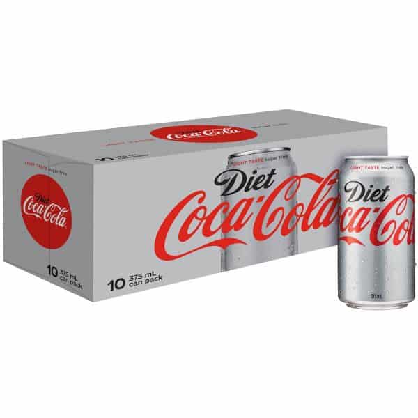 diet coke cans 375ml x10 pack