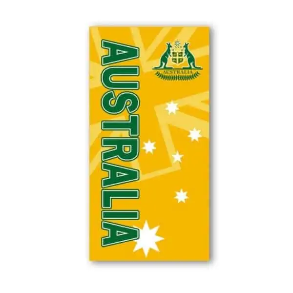 green and gold australian beach towel
