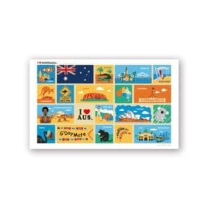 i love aus australian icons tea towel