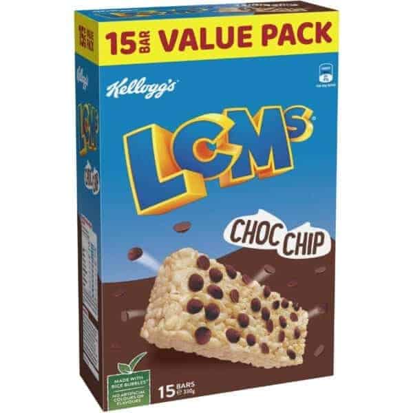 kellogg lcms choc chip cereal snack bars 15 pack