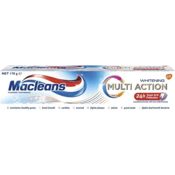macleans toothpaste multi action whitening fluoride 170g
