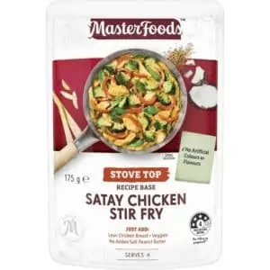 masterfoods satay chicken stir fry recipe base 175g