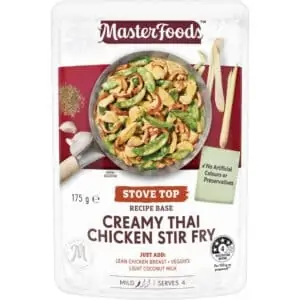 masterfoods stir fry recipe base creamy thai chicken 175g
