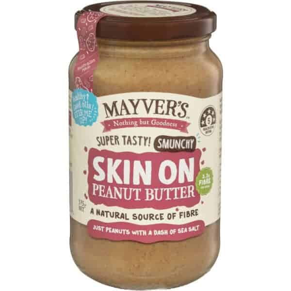 mayver smunchy skin on peanut butter 375g