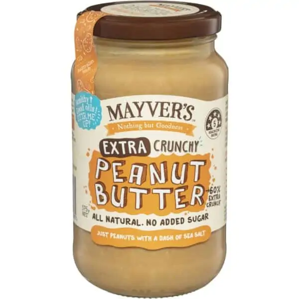 mayvers extra crunchy peanut butter 375g