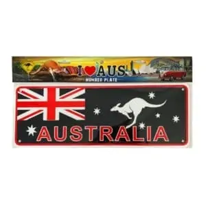 metal car plate with aussie flag and kangaroo