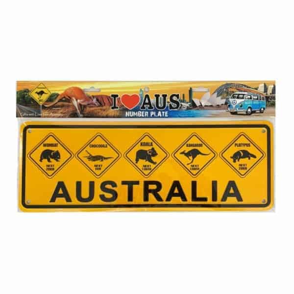 metal car plate with australian road signs