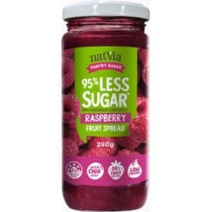 natvia raspberry fruit spread 240g