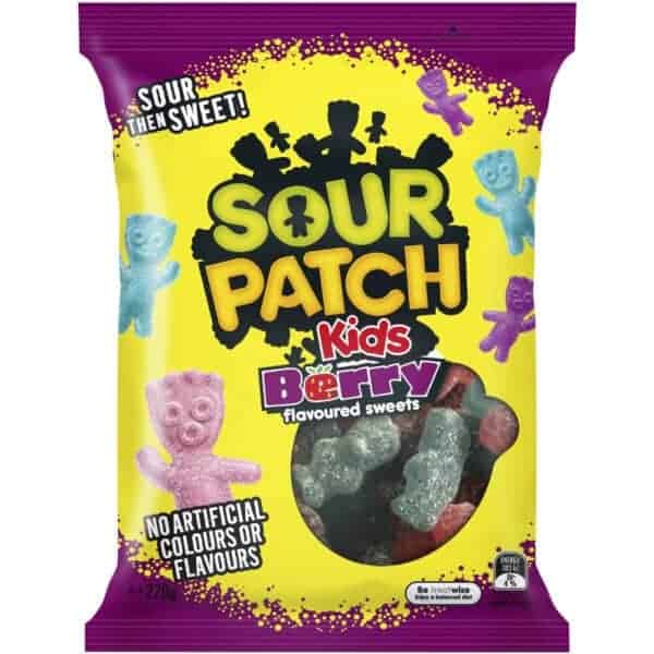sour patch kids berry flavoured sweets 220g