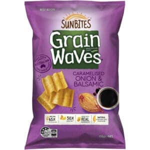 sunbites grain waves wholegrain chips caramelised onion balsamic 170g