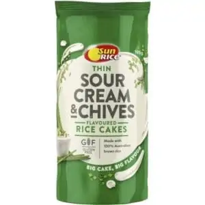 sunrice rice cakes thin sour cream chives 195g
