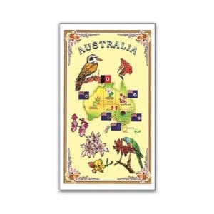 tea towel aussie map and flowers