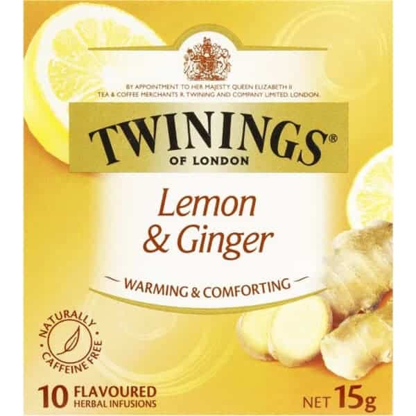 twinings lemon ginger tea bags 10pk 15g