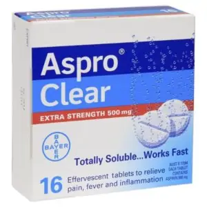 aspro clear extra strength pain relief soluble tablets 16 pack