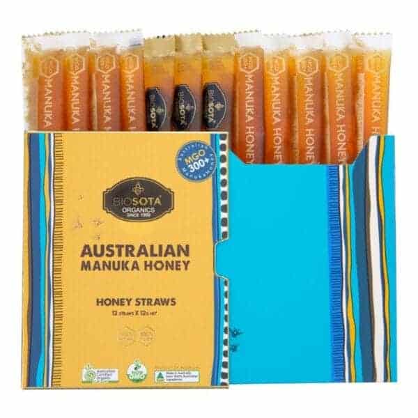 biosota certified organic manuka honey straws mgo 300 gift box