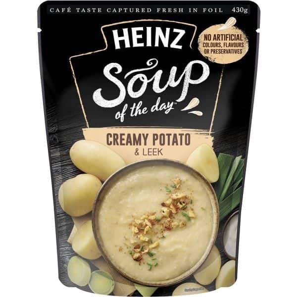 heinz soup of the day creamy potato leek soup pouch 430g