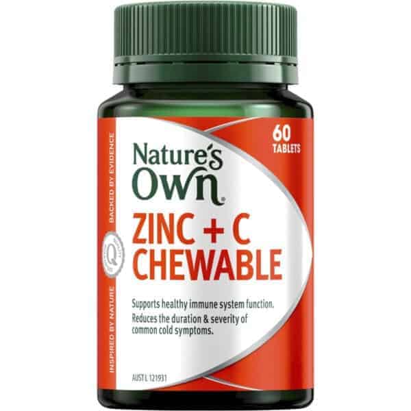 nature own zinc c chewable tablets 60 pack