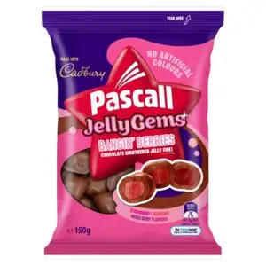 pascall chocolate coated jelly gems 150g