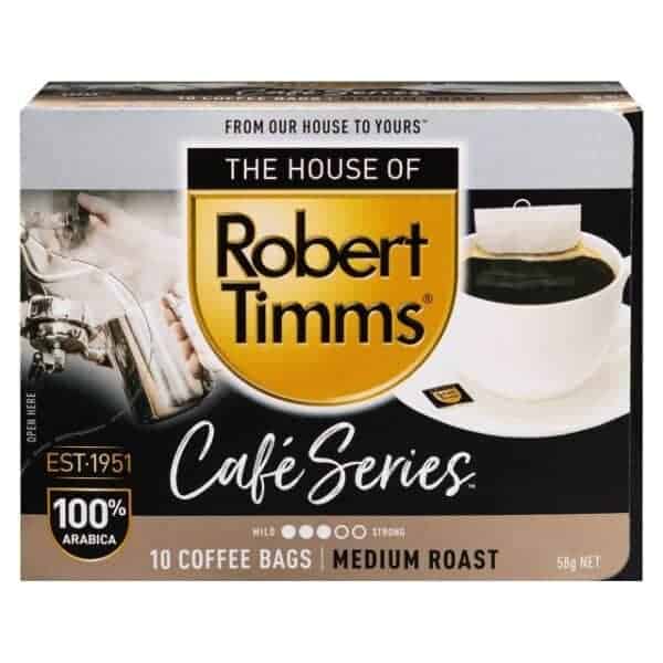 robert timms cafe series arabica medium roast coffee bags 10 pack