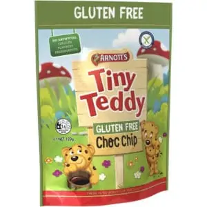 arnott gluten free tiny teddy choc chip biscuits 120g