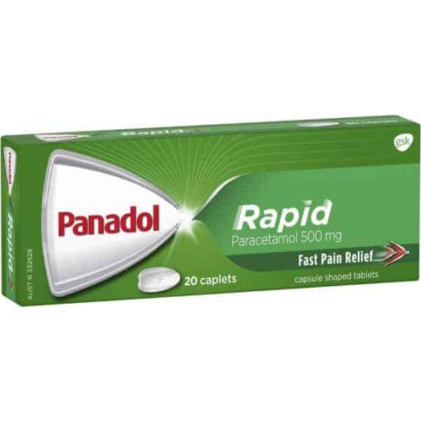 panadol rapid for pain relief paracetamol 500 mg 20 pack