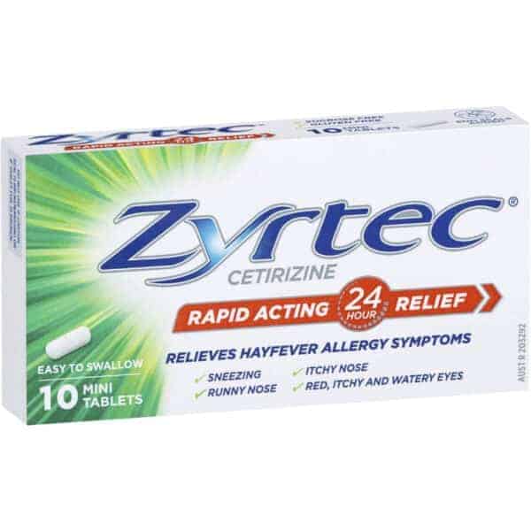 zyrtec hay fever rapid acting mini tablets 10 pack