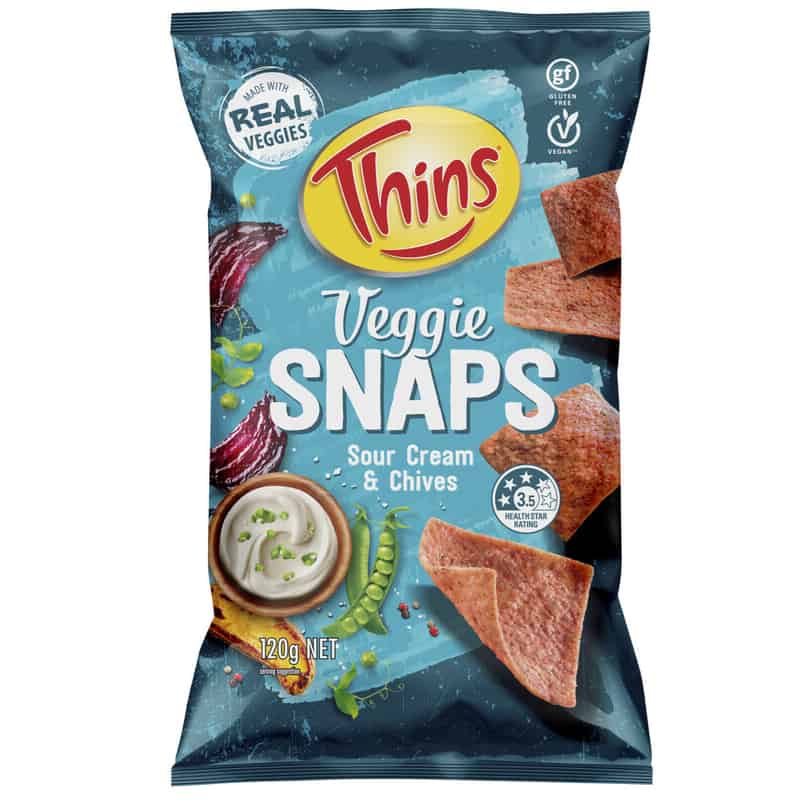 Buy Thins Veggie Snaps Sour Cream & Chives 120g Online | Worldwide