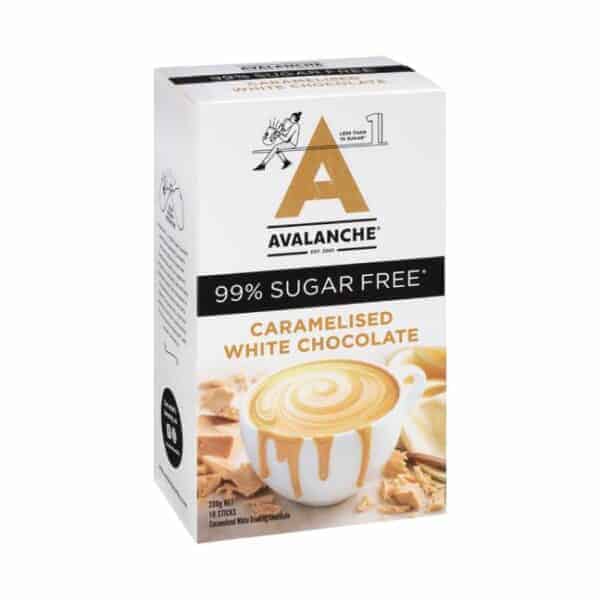 avalanche 99 sugar free caramelised white chocolate 10 pack 200g